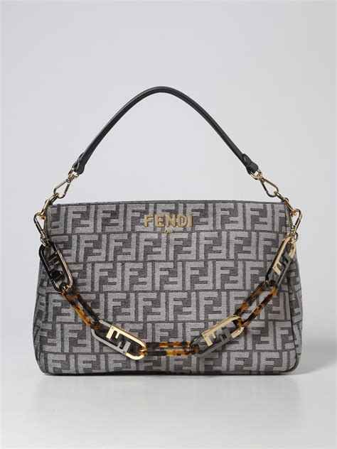 borsa fendi in tessuto chiaro e catena|Borse Donna Fendi .